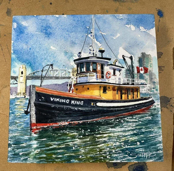 A watercolour painting by Scott Pleydell-Pearce